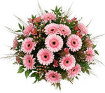 Pink Gerbera with Hypericum and Grass Bouquet - Flowers Box London