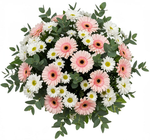 Pink Gerberas with Daisy Chrysanthemum Bouquet - Flowers Box London
