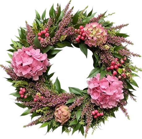 Pink Hydrangea Dreams Meadow Door Ring - Flowers Box London
