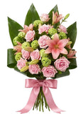 Pink Lily and Roses Sheaf - Flowers Box London