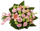 Pink Lily and Roses Sheaf - Flowers Box London