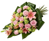 Pink Lily and Roses Sheaf - Flowers Box London