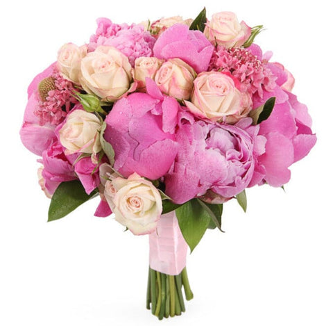 Pink Peonies and Scobiosa Bridal Bouquet - Flowers Box London