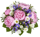 Pink Peony in Purple Bouquet - Flowers Box London