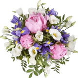 Pink Peony in Purple Bouquet - Flowers Box London