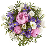 Pink Peony in Purple Bouquet - Flowers Box London