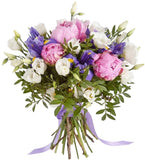 Pink Peony in Purple Bouquet - Flowers Box London