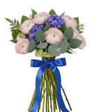Pink Ranunculus and Hyacinth Bouquet with Eucalyptus - Flowers Box London