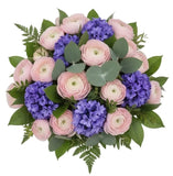 Pink Ranunculus and Hyacinth Bouquet with Eucalyptus - Flowers Box London