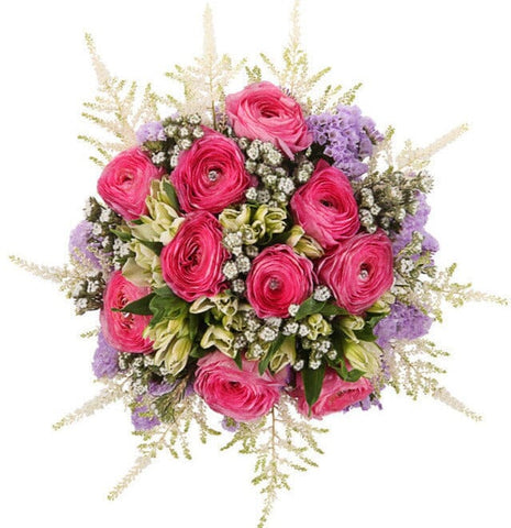 Pink Ranunculus with Crystal Pins Bouquet - Flowers Box London