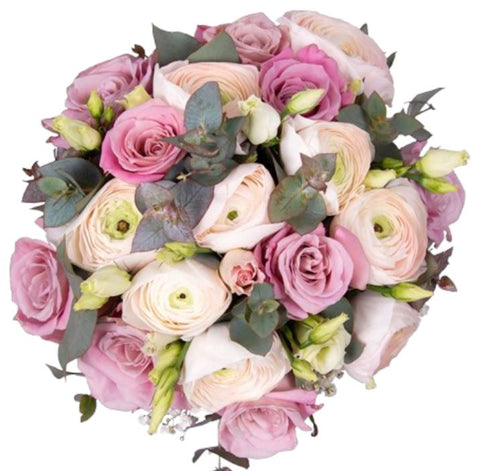 Pink Roses & Ranunculus Bouquet - Flowers Box London