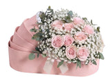 Pink Roses with Gypsophila Pretty Cradle Box - Flowers Box London