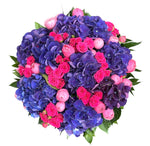 Pink Spray Roses and Purple Hydrangea Box