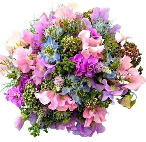 Pink Sweet Pea with Nigella Bouquet - Flowers Box London