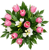 Pink Tulips & Freesias Bouquet - Flowers Box London