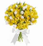 Pleasing Daffodils and Tulips Bouquet - Flowers Box London
