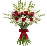 Prestige Bouquet of Red Roses and Gladioli - Flowers Box London