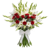 Prestige Bouquet of Red Roses and Gladioli - Flowers Box London