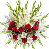Prestige Bouquet of Red Roses and Gladioli - Flowers Box London