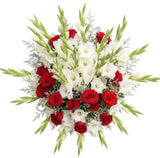 Prestige Bouquet of Red Roses and Gladioli - Flowers Box London