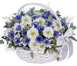 Pretty Basket of Cornflowers and Scabiosa - Flowers Box London