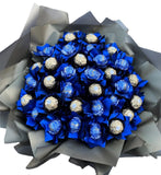 Pretty Blue and Gold Wrapper Chocolate Bouquet - Flowers Box London