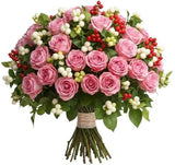 Pretty Bouquet of Berries and Roses - Flowers Box London