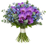 Pretty Bouquet of Blue Forget Me Not and Vanda Orchids