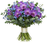 Pretty Bouquet of Blue Forget Me Not and Vanda Orchids
