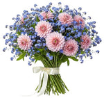Pretty Bouquet of Forget Me Not and Dahlia