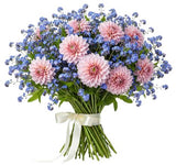 Pretty Bouquet of Forget Me Not and Dahlia