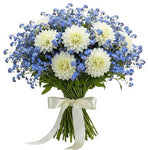 Pretty Bouquet of Forget Me Not and Dahlia