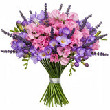 Pretty Bouquet of Freesias and Sweet Pea with Lavender - Flowers Box London