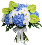 Pretty Bouquet of Hydrangea and Anthurium with Orchids - Flowers Box London