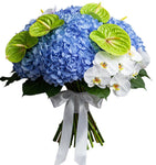 Pretty Bouquet of Hydrangea and Anthurium with Orchids - Flowers Box London