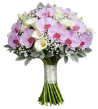 Pretty Bouquet of Pink Phalaenopsis Orchids with Calla Lily - Flowers Box London
