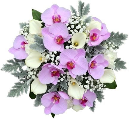 Pretty Bouquet of Pink Phalaenopsis Orchids with Calla Lily