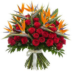Pretty Bouquet of Roses with Birds of Paradise Blooms