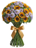 Pretty Bouquet of Sunflowers and Scabiosa - Flowers Box London