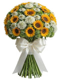 Pretty Bouquet of Sunflowers and Scabiosa - Flowers Box London