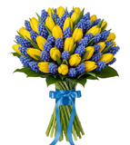 Pretty Bouquet of Tulips with Muscari - Flowers Box London
