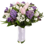 Pretty Bridal Bouquet of Tulips and Hyacinth with Freesias