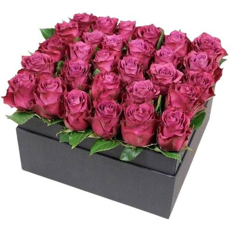 Pretty Cerise Roses Box - Flowers Box London