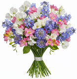 Pretty Fragrant Bouquet of Sweet Pea and Freesias with Delphinium