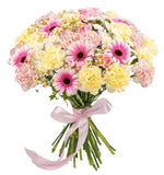 Pretty Pastel Bouquet of Carnations and Gerbera