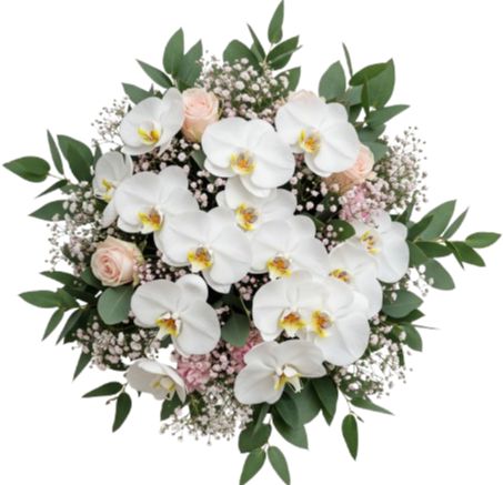 Pretty Phalaenopsis Orchids with Spray Roses Bouquet
