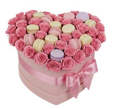 Pretty Roses Box with Macarons - Flowers Box London