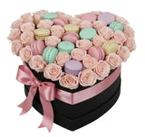 Pretty Roses Box with Macarons - Flowers Box London