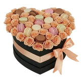 Pretty Roses Box with Macarons - Flowers Box London
