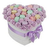 Pretty Roses Box with Macarons - Flowers Box London